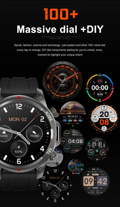 New high-end men's smart Bluetooth call smartwatch IP67 GPS sports fitness 410mAh large battery with flashlight smartwatch 2024