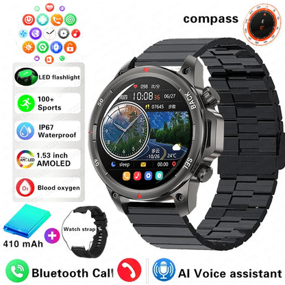 2024 New GPS Outdoor Military Smart Watch Men LED Flashlight HD Screen Heart Rate IP67 Waterproof Sports Smartwatch For Xiaomi