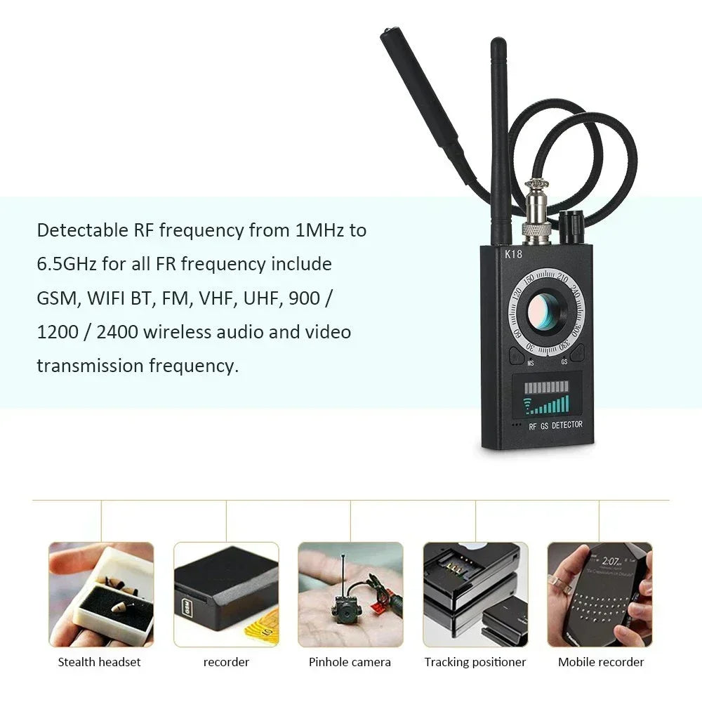 Multi-function K18 K88 Anti-spy Detector GPS Signal Lens Tracker Detect GSM Finder RF Tracker Wireless Camera Lens Device Finder