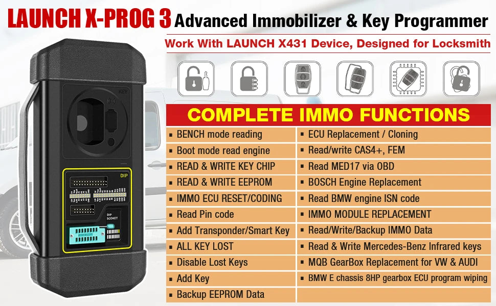 LAUNCH X431 X-PROG 3 Key Programming Immobilizer Programmer Car Key Programmer Tool XPROG3  For X431 V pro3s+ X431 V+ PAD V PAD