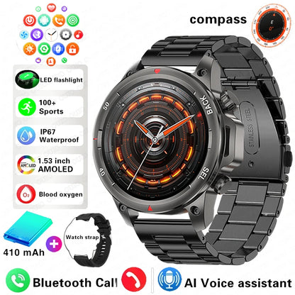 2024 New GPS Outdoor Military Smart Watch Men LED Flashlight HD Screen Heart Rate IP67 Waterproof Sports Smartwatch For Xiaomi