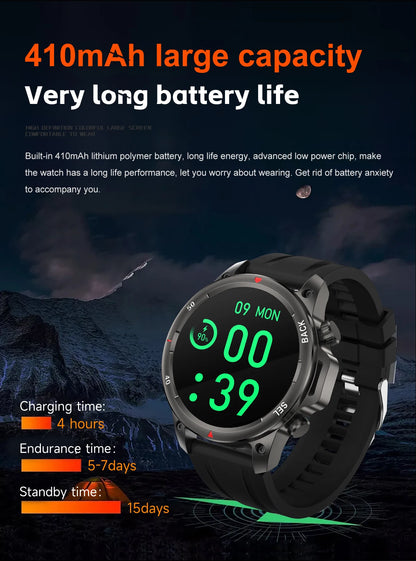 2024 New GPS Outdoor Military Smart Watch Men LED Flashlight HD Screen Heart Rate IP67 Waterproof Sports Smartwatch For Xiaomi