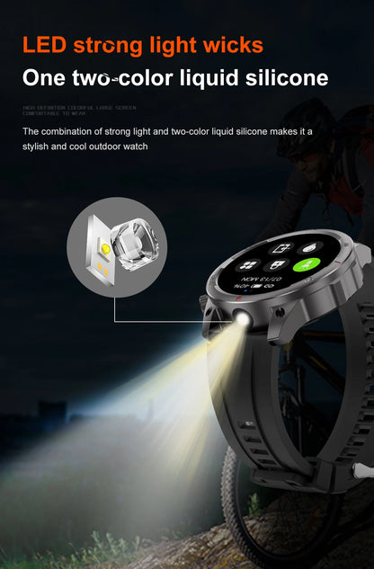 2024 New GPS Outdoor Military Smart Watch Men LED Flashlight HD Screen Heart Rate IP67 Waterproof Sports Smartwatch For Xiaomi