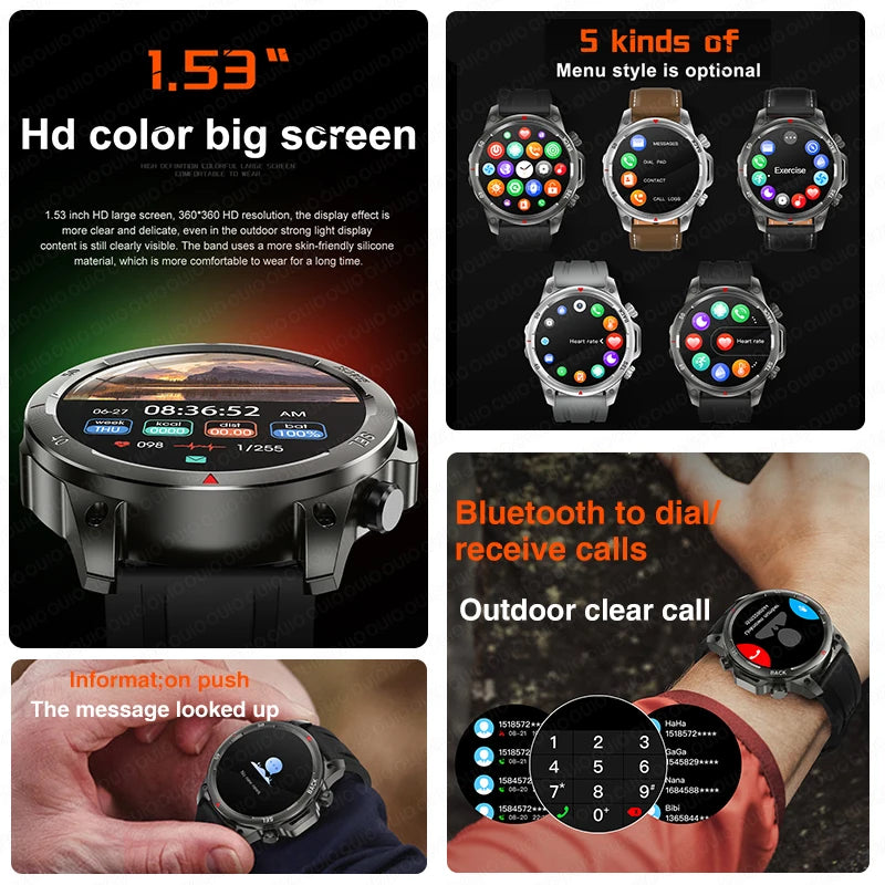 2024 New GPS Outdoor Military Smart Watch Men LED Flashlight HD Screen Heart Rate IP67 Waterproof Sports Smartwatch For Xiaomi