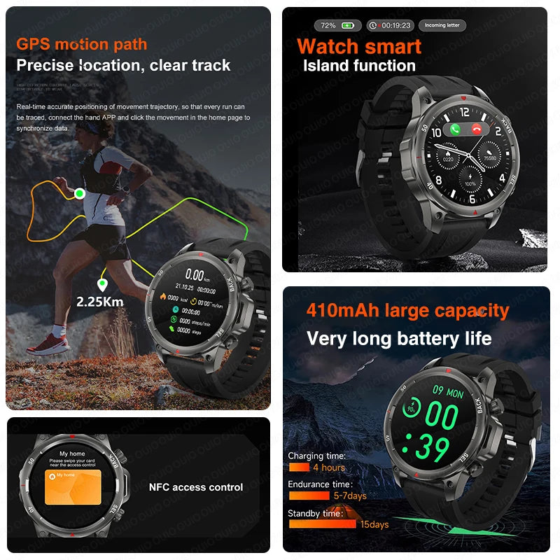 2024 New GPS Outdoor Military Smart Watch Men LED Flashlight HD Screen Heart Rate IP67 Waterproof Sports Smartwatch For Xiaomi