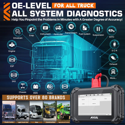 ANCEL V5 HD Heavy Duty Truck Diagnostic Tool All System ECU Coding BI-Directional OBD2 Truck Scanner PK ANCEL X7 HD